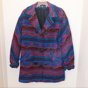 Vintage Southwestern Wool Toggle Blanket Coat